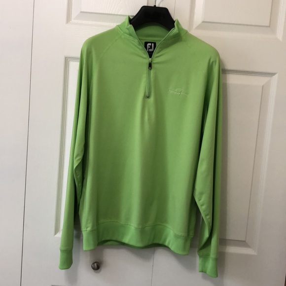 FootJoy Men’s 1/4 zip Pullover Lime Green Large - Picture 3 of 8